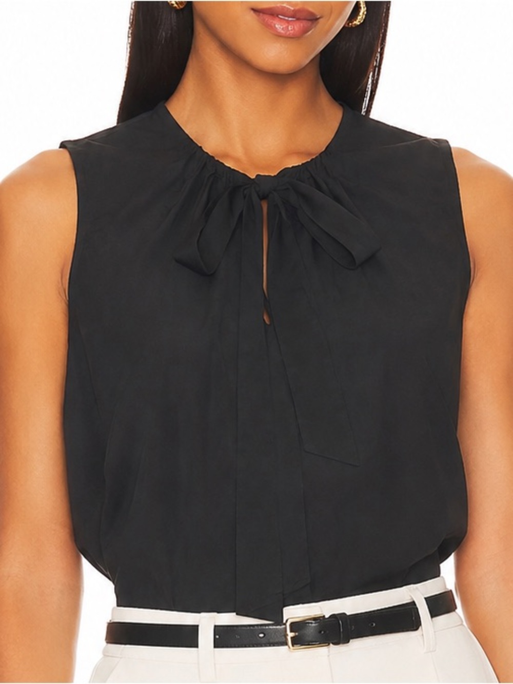 Tory Burch Black Sleeveless Tie-Neck Camisole